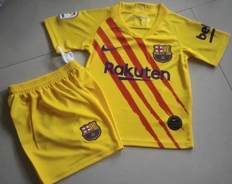 Kids Barcelona 2019-20 Fourth Away Soccer Shirt With Shorts